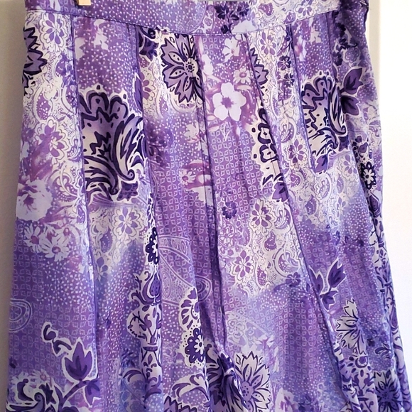Purple floral midi cotton skirt - petite small - Picture 4 of 8